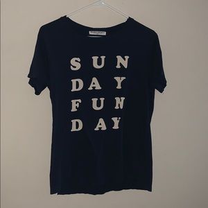 sunday fun day navy and white shirt
